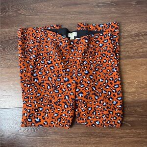 Maeve Orange Leopard-Print Stretch Shorts with Black & White Accents